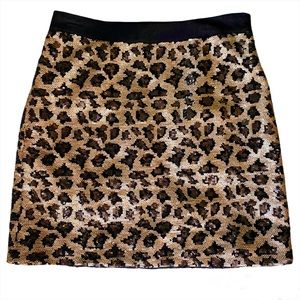 NWT Banana Republic Leopard Print Sequin Skirt - Women’s Size 2